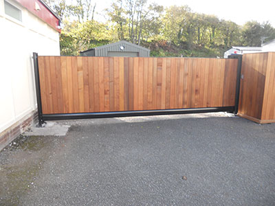 Large Gates With Wooden Infil